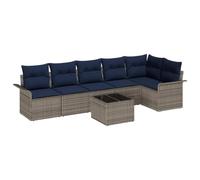 vidaXL Ensemble de canapé de Jardin avec Stockage 7 pcs Gris polyrotin, Jardin et terrasse, canapé Moderne, mobilier d'extérieur étanche, Rangement astucieux, sièges modulables