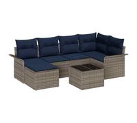 vidaXL Ensemble de canapé de Jardin avec Stockage 7 pcs Gris polyrotin, Mobilier de Jardin et terrasse, canapé modulable, extérieur, résistant aux intempéries, Salle à Manger stylée