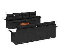 vidaXL Ensemble canapé Jardin 9 pièces avec Coussins en Poly Rattan Noir Acacia