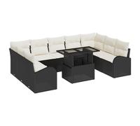 Vidaxl Ensemble De Canapé De Jardin De 10 Pièces Avec Coussins En Poly Rattan Noir Noir