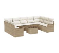 Vidaxl Ensemble De Canapé De Jardin De 10 Pièces Avec Coussins Marron Poly Rattan Marron