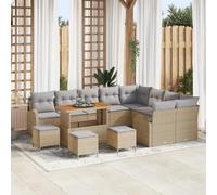 Vidaxl Ensemble De Canapé De Jardin De 13 Pièces Avec Coussins Beige Poly Rattan Acacia Beige