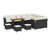 vidaXL Ensemble de canapé de Jardin de 13 pièces avec des Coussins en rotin Noir. Mobilier d'extérieur pour 6 Personnes, idéal pour Le Balcon ou la terrasse. C'est Un Salon Moderne et Confortable.