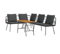 vidaXL Ensemble de Canapé de Jardin de 2 Pièces avec Coussins Noir Poly Rotin