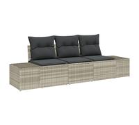 Vidaxl Ensemble De Canapé De Jardin De 3 Pièces Avec Coussins Gris Clair Rotin Poly Gris