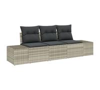Vidaxl Ensemble De Canapé De Jardin De 3 Pièces Avec Coussins Gris Clair Rotin Poly Gris