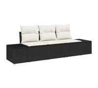 Vidaxl Ensemble De Canapé De Jardin De 3 Pièces Avec Coussins Noir Poly Rattan Noir