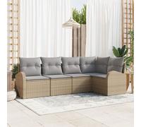 Vidaxl Ensemble De Canapé De Jardin De 5 Pièces Avec Coussins Beige Poly Rattan Beige