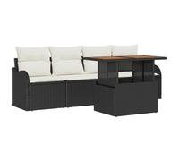 vidaXL Ensemble de Canapé de Jardin de 5 Pièces avec Coussins en Poly Rattan Noir