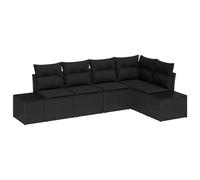 Vidaxl Ensemble De Canapé De Jardin De 5 Pièces Avec Coussins En Poly Rattan Noir Noir