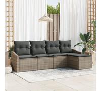 Vidaxl Ensemble De Canapé De Jardin De 5 Pièces Avec Coussins Gris Poly Rattan Gris
