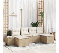 Vidaxl Ensemble De Canapé De Jardin De 6 Pièces Avec Coussins Beige Rotin Synthétique