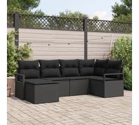 Vidaxl Ensemble De Canapé De Jardin De 6 Pièces Avec Coussins En Poly Rattan Noir, Vidaxl Canapé De Jardin 2 Places Avec Coussins En Poly Rattan Noir