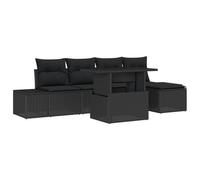 Vidaxl Ensemble De Canapé De Jardin De 6 Pièces Avec Coussins En Rotin Poly Noir Noir