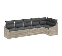 vidaXL Ensemble de canapé de Jardin de 6 pièces avec Coussins Gris Clair en Poly rotin