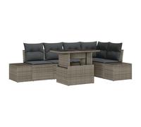 Vidaxl Ensemble De Canapé De Jardin De 6 Pièces Avec Coussins Gris En Rattan Gris