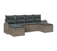 Vidaxl Ensemble De Canapé De Jardin De 6 Pièces Avec Coussins Gris Poly Rattan Gris
