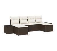 Vidaxl Ensemble De Canapé De Jardin De 6 Pièces Avec Coussins Marron En Rotin Poly Marron
