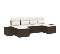 Vidaxl Ensemble De Canapé De Jardin De 6 Pièces Avec Coussins Marron En Rotin Poly Marron