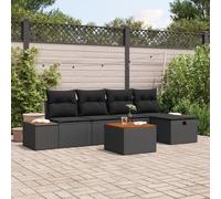 Vidaxl Ensemble De Canapé De Jardin De 6 Pièces Avec Coussins Noir Rattan Poly Noir