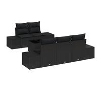 Vidaxl Ensemble De Canapé De Jardin De 6 Pièces Avec Oreillers Noir Rattan Poly