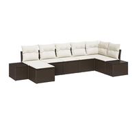 Vidaxl Ensemble De Canapé De Jardin De 7 Pièces Avec Coussins En Poly Rotin Marron Marron