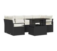 vidaXL Ensemble de Canapé de Jardin de 7 pièces avec Coussins en Rattan Poly Noir