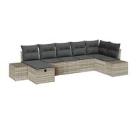 Vidaxl Ensemble De Canapé De Jardin De 7 Pièces Avec Coussins Gris Clair En Rattan Synthétique Gris