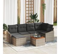 Vidaxl Ensemble De Canapé De Jardin De 7 Pièces Avec Coussins Gris Poly Rattan Acacia Gris