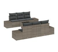 Vidaxl Ensemble De Canapé De Jardin De 7 Pièces Avec Coussins Gris Poly Rattan Gris