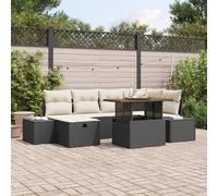 Vidaxl Ensemble De Canapé De Jardin De 7 Pièces Avec Coussins Noir Poly Rattan Noir