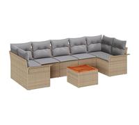 Vidaxl Ensemble De Canapé De Jardin De 8 Pièces Avec Coussins Beige Poly Rattan Acacia Beige