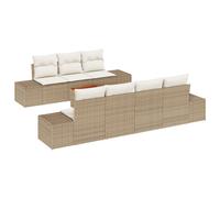 Vidaxl Ensemble De Canapé De Jardin De 8 Pièces Avec Coussins Beige Poly Rattan Acacia Beige