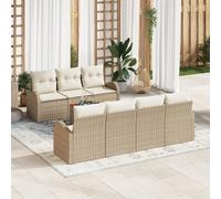 vidaXL Ensemble de canapé de Jardin de 8 pièces avec Coussins Beige Poly rotin Acacia