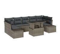 Vidaxl Ensemble De Canapé De Jardin De 8 Pièces Avec Coussins En Poly Rattan Gris Gris