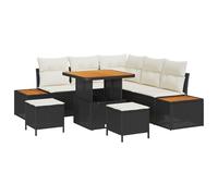 vidaXL Ensemble de canapé de Jardin de 8 pièces avec Coussins en rotin Noir et Acacia