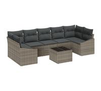 Vidaxl Ensemble De Canapé De Jardin De 8 Pièces Avec Coussins Gris Poly Rattan Gris
