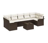 Vidaxl Ensemble De Canapé De Jardin De 8 Pièces Avec Coussins Marron En Poly Rattan Marron