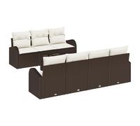 vidaXL Ensemble de canapé de Jardin de 8 pièces avec Coussins Marron Poly Rattan