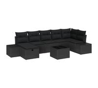 Vidaxl Ensemble De Canapé De Jardin De 8 Pièces Avec Coussins Noir Rotin Synthétique Noir