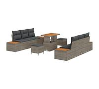 vidaXL Ensemble de canapé de Jardin de 9 pièces avec Coussins en rotin synthétique Gris Acacia