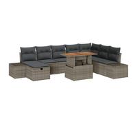 Vidaxl Ensemble De Canapé De Jardin De 9 Pièces Avec Coussins Gris Rattan Synthétique Gris