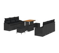 vidaXL Ensemble de canapé de jardin avec coussins 9 pcs Noir 90 x 55 x 71 cm