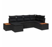 vidaXL Ensemble de canapé de Jardin en rotin Noir, 6 pièces avec Coussins. Idéal pour Le Balcon ou la terrasse, C'est Un Meuble Lounge pour ta Cour arrière.