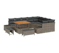 vidaXL Ensemble de canapé de Jardin Gris en Poly Rattan. Grand Design Moderne avec Une Texture Sympa. Fabriqué avec des matériaux résistants aux UV. Contient des Coussins et Un Espace de Rangement. B