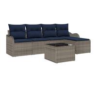vidaXL Ensemble de canapé de jardin Gris polyrotin | Agencement personnalisable pour tous les espaces, Reste stylé même sous le soleil, Coussins en polyester doux pour chiller