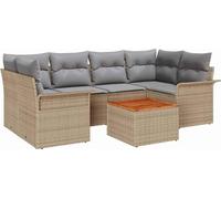 vidaXL Ensemble de canapé de jardin manuel 7 pcs Beige, Gris clair 55 x 55 x 37 cm