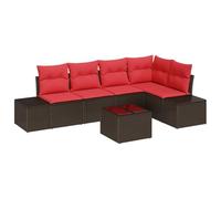 vidaXL Ensemble de canapé de Jardin Marron et Rouge polyrotin | Dispositions personnalisées pour n'importe quel espace, Matériaux robustes pour le climat, Reste stable même sur un terrain