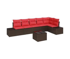 vidaXL Ensemble de canapé de Jardin Marron et Rouge polyrotin | Facile à personnaliser pour tous les espaces , Fait pour affronter le mauvais temps , Sièges tout doux pour se détendre