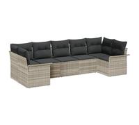 vidaXL Ensemble de canapé de Jardin modulable Gris Clair en Poly Rattan tissé à la Main, 7 pièces, Hauteur Ajustable, résistant aux intempéries, Style Contemporain, Parfait pour l'extérieur, dimensio